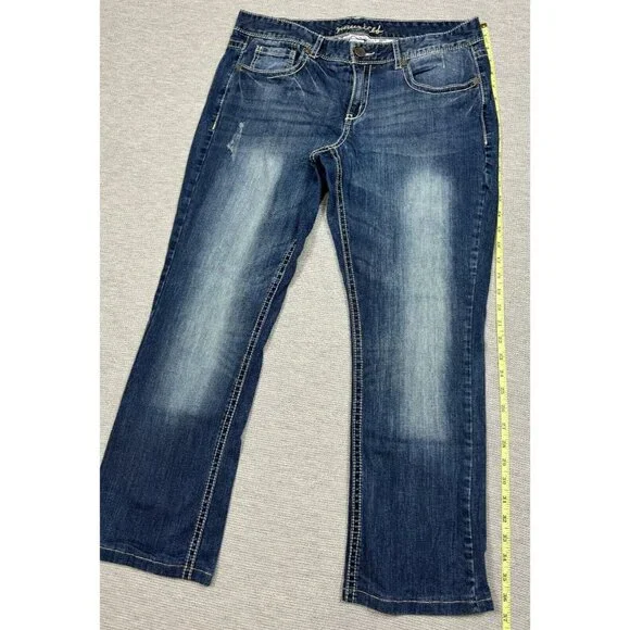 Maurices Womens Cropped Jeans Size 11/12 Long Denim Distressed Blue Low Rise - Picture 11 of 12